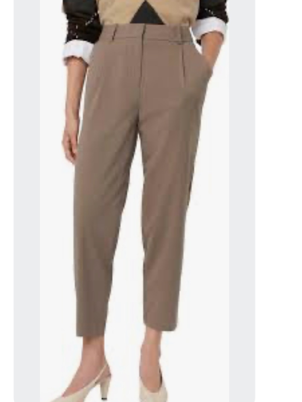 Frank & Oak Taupe Cropped Pleated Pants